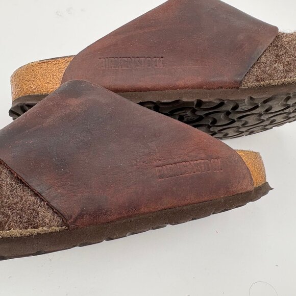 Birkenstock Basel Cocoa Habana Wool Felt leather buckle Clogs Size 7.5- 8 EU 38 - Picture 5 of 10